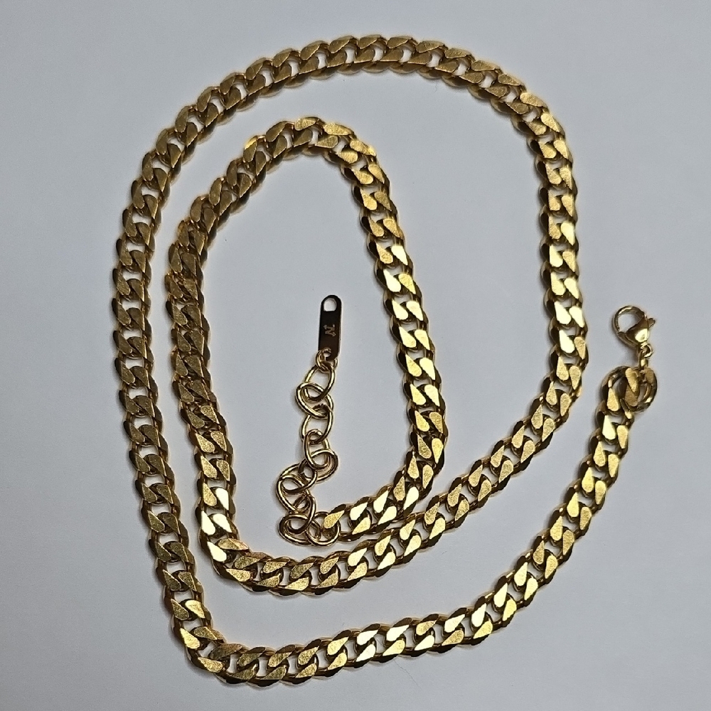 Goldtone Cuban Style Stainless Steel Chain Necklace